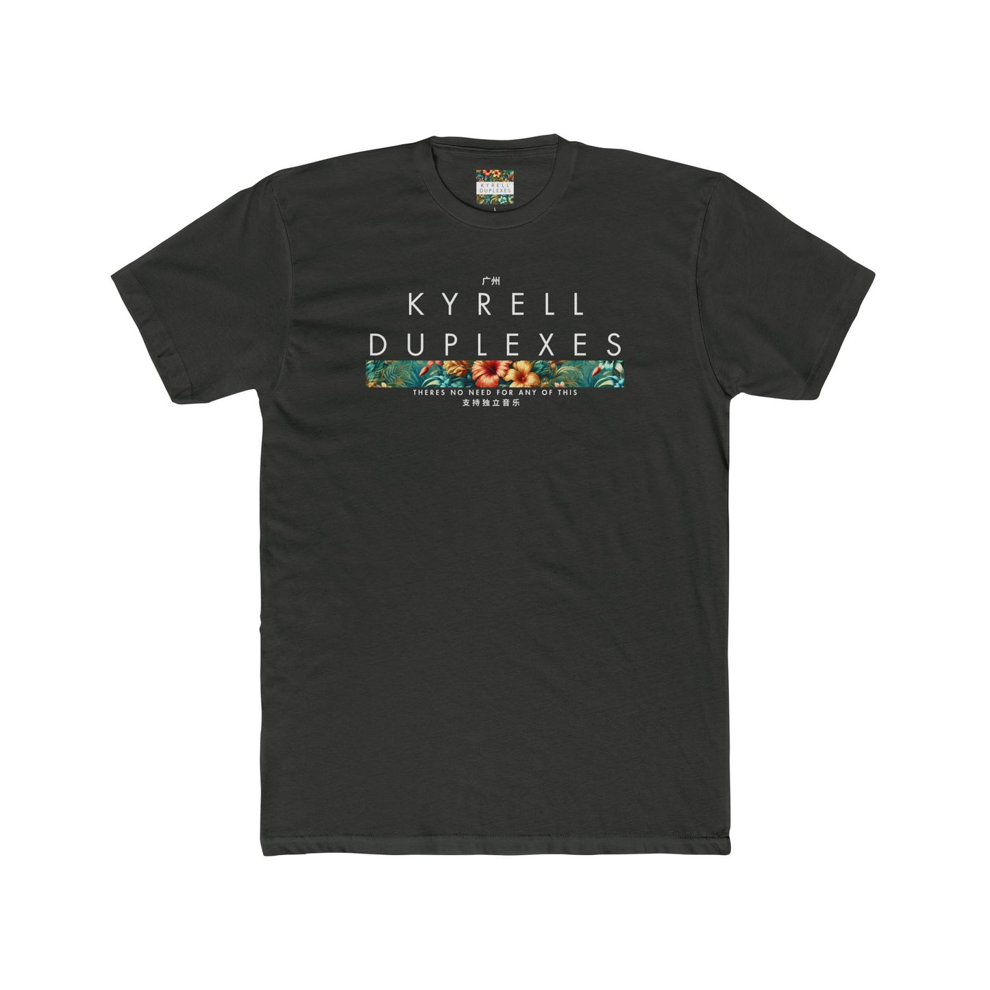 Kyrell Duplexes Floral Vibes Unisex Cotton Crew Tee, Dark, Casual T-Shirt, Graphic Tee, Band Tee, Streetwear, Punk Rock
