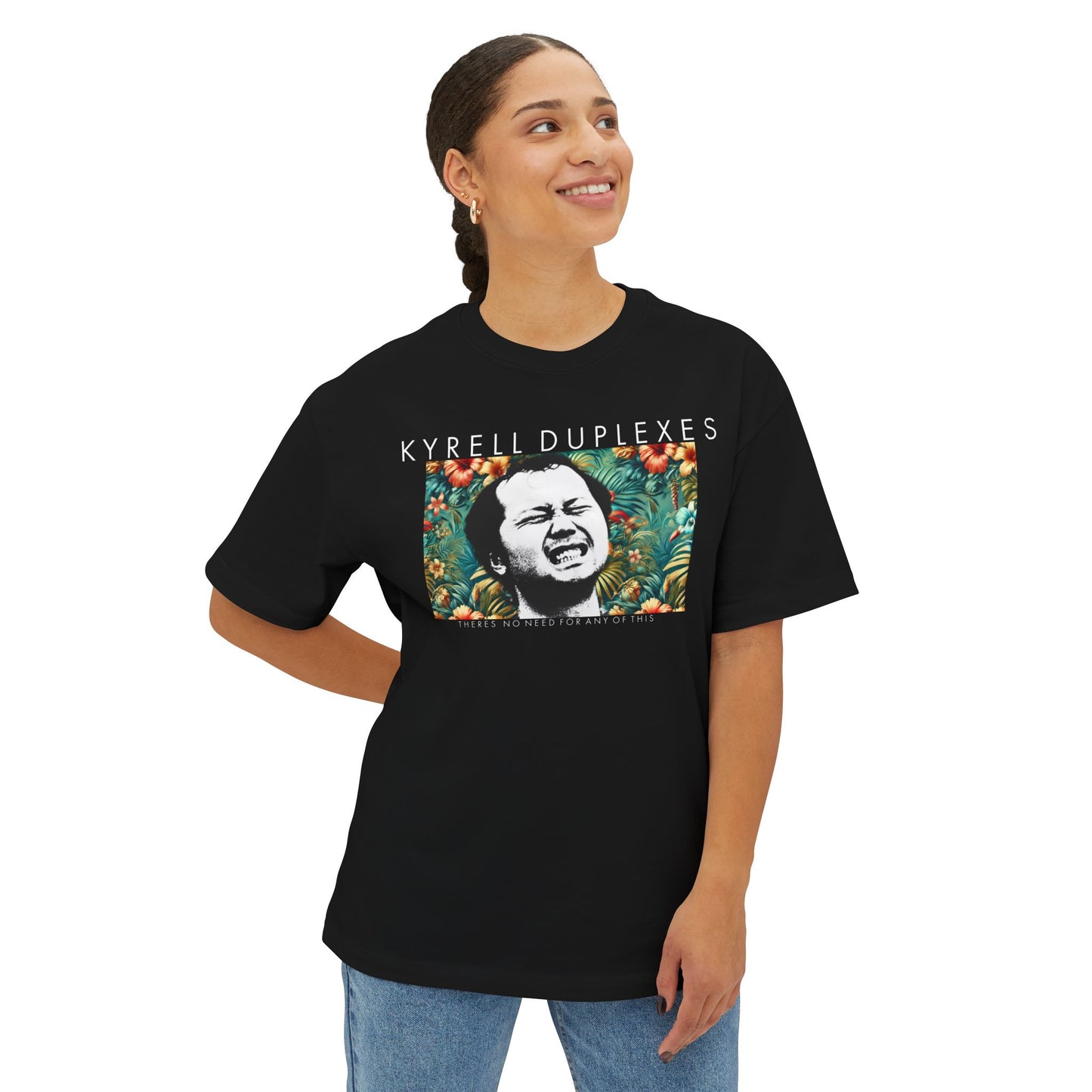 No Need Face Oversized Boxy Tee by Kyrell Duplexes